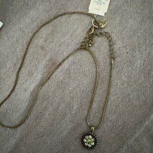 Lia Sophia Gold Necklace with Sparkling Green Pendant